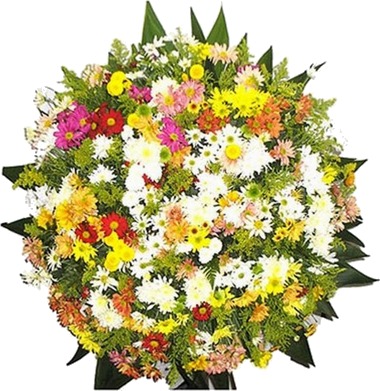 Coroa de flores naturais com flores coloridas  P