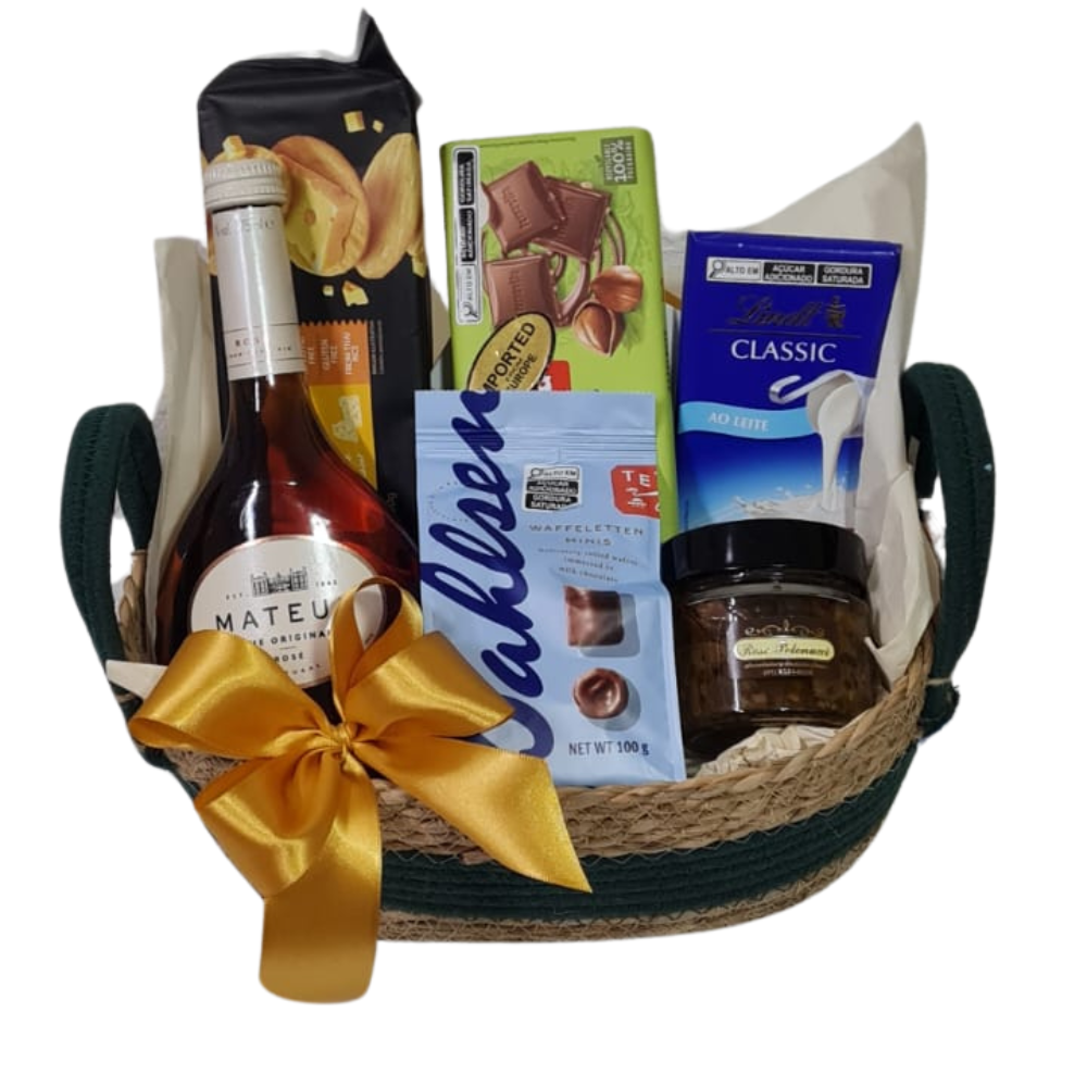 Cesta com Vinho Portugues Premium