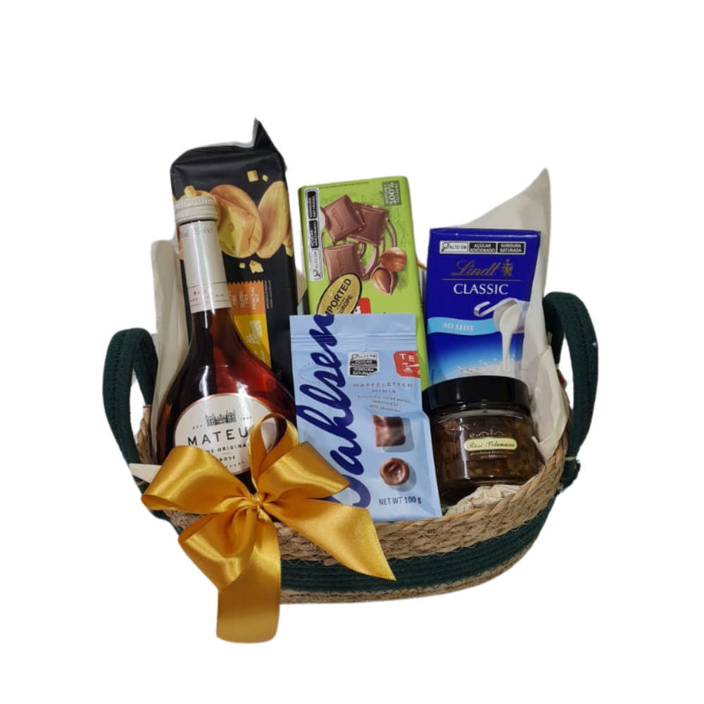 Cesta com Vinho Portugues Premium