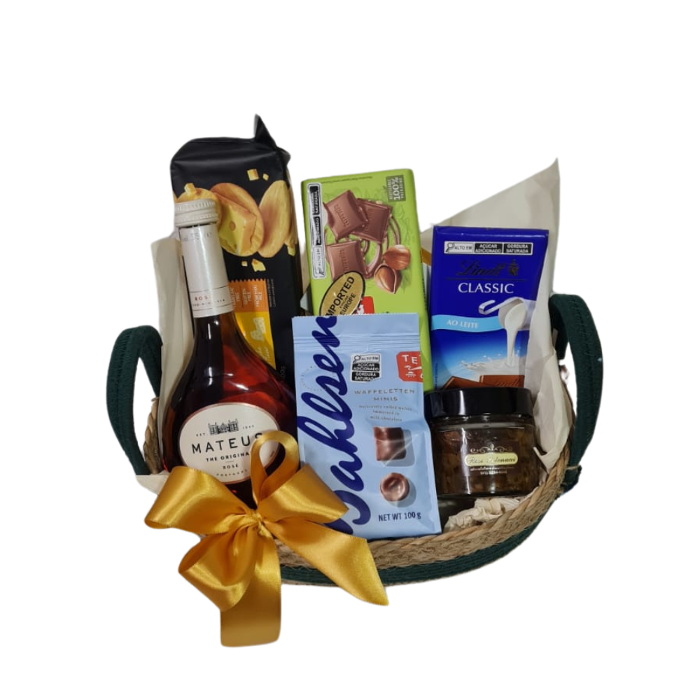 Cesta com Vinho Portugues Premium