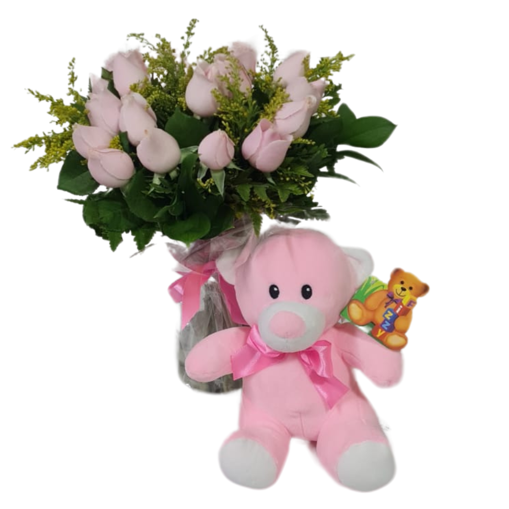 presente maternidade rosas e pel�cia