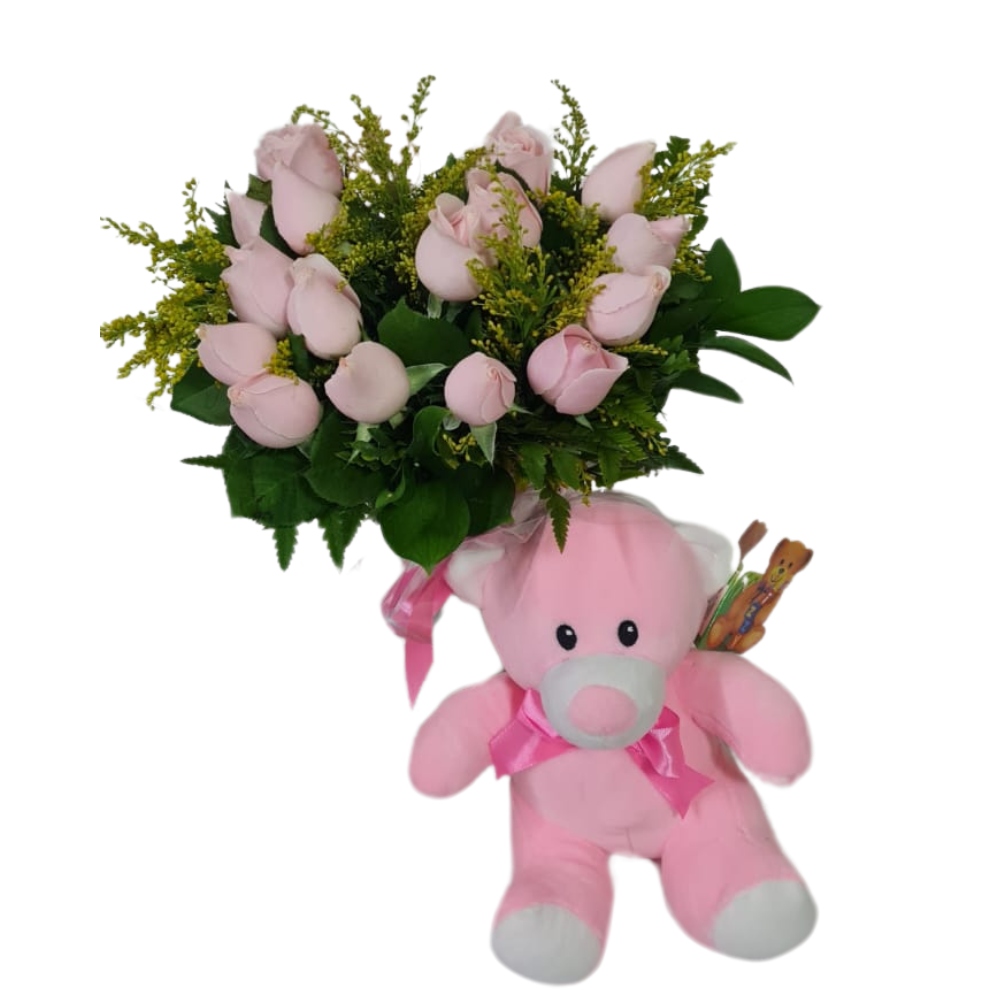 presente maternidade rosas e pel�cia