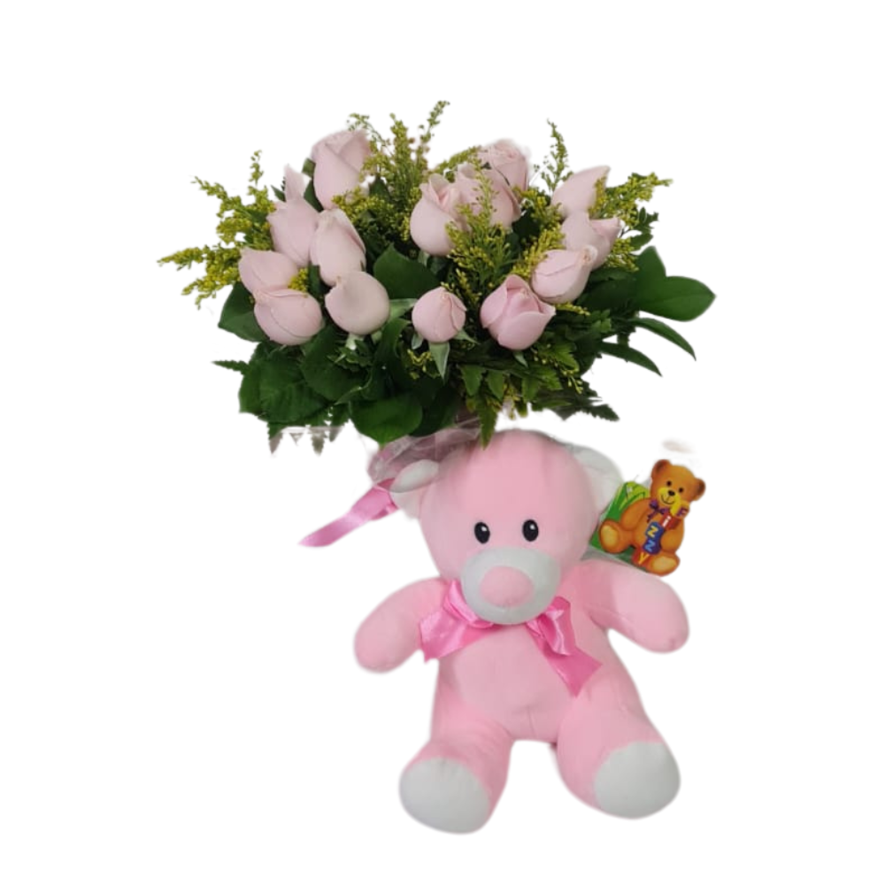 presente maternidade rosas e pel�cia